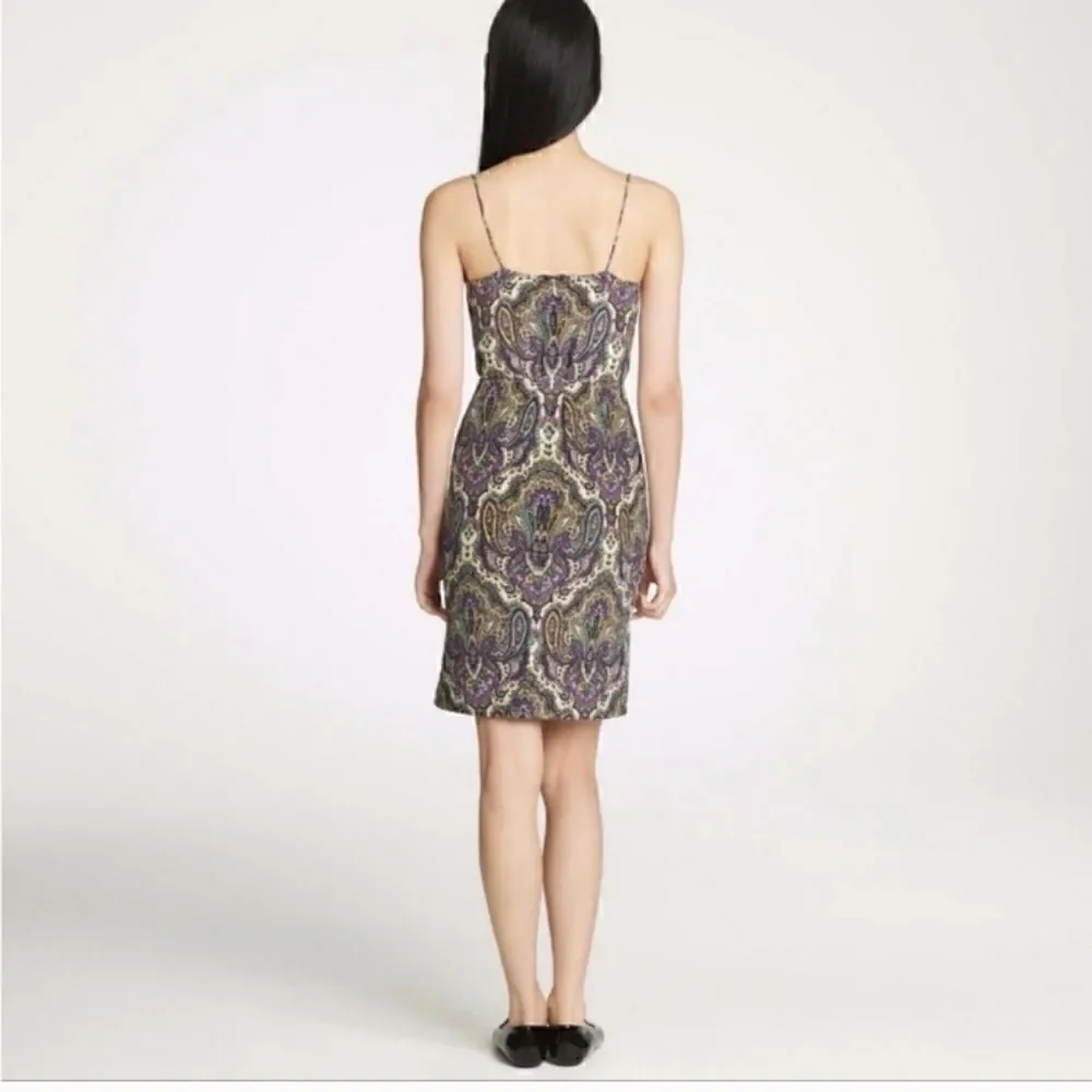 J CREW Silk Paisley Spaghetti Strap Dress Sz 0